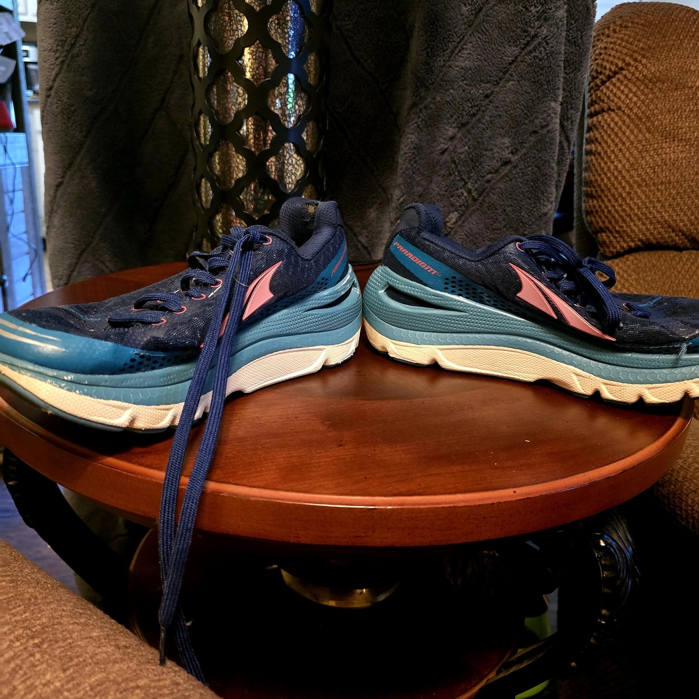 Blue and Pink Athletic Shoes